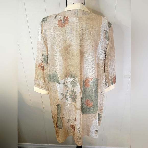 Vintage R&M Richards 18WP Green Gold Floral Sheer Kimono - Picture 2 of 9